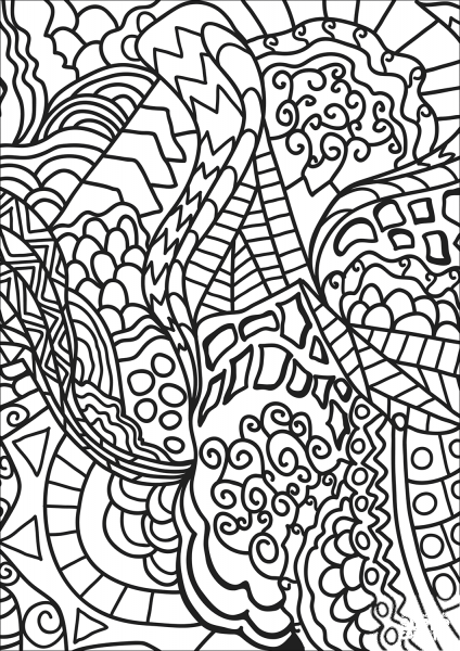 Abstract Doodle coloring page image