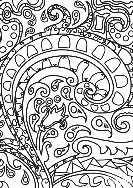 Abstract Doodle coloring page image