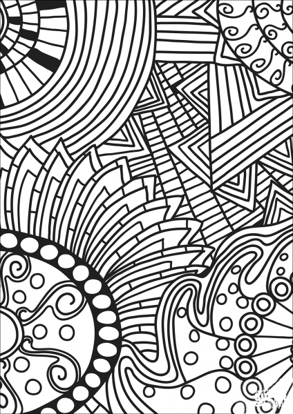 Abstract Doodle coloring page image