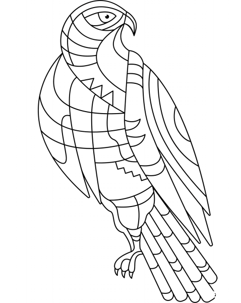 Abstract Eagle coloring page image