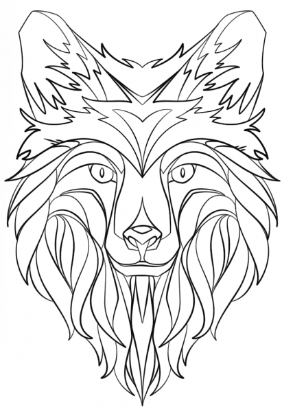 Abstract Fox coloring page image