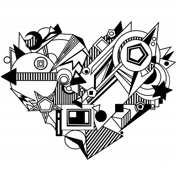 Abstract Heart coloring page image