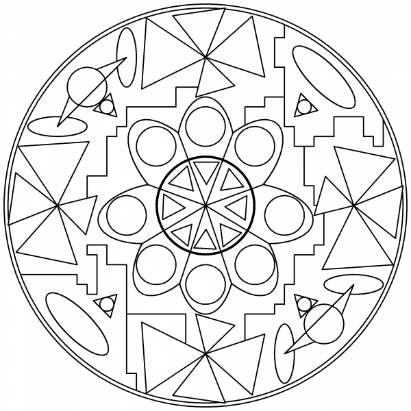 Abstract Mandala coloring page image