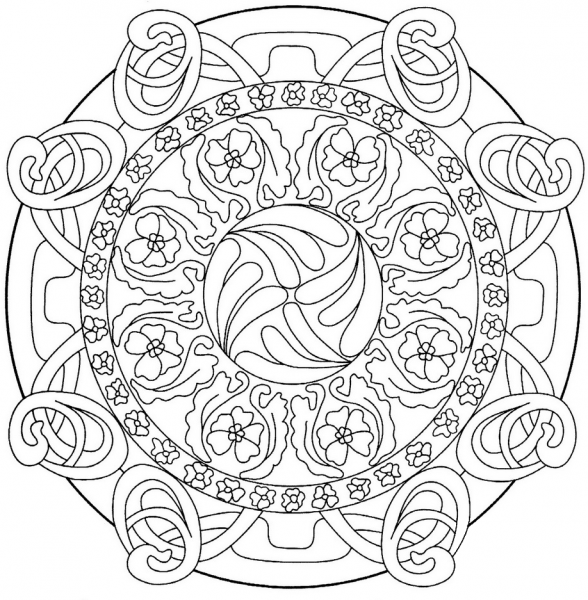 Abstract Mandala coloring page image