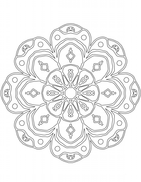 Abstract Mandala coloring page image