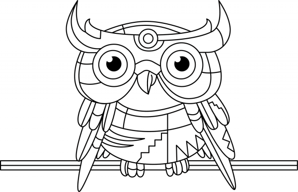 Abstract Owl coloring page image