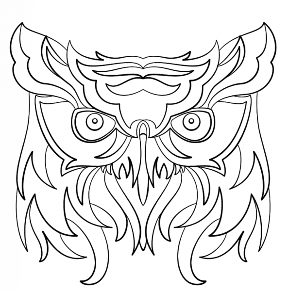 Abstract Owl coloring page image