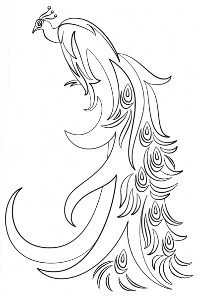 Abstract Peacock coloring page image