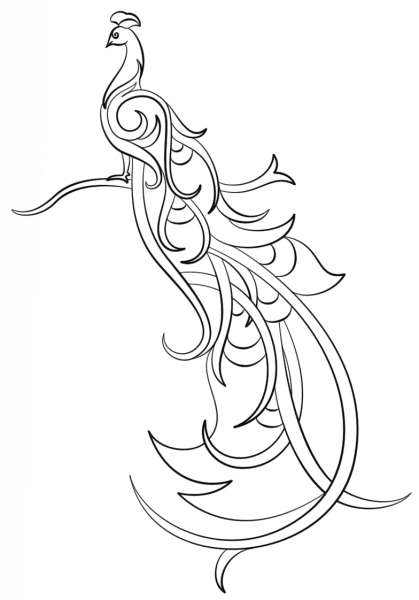 Abstract Peacock coloring page image