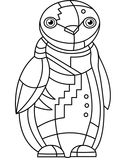 Abstract Penguin coloring page image