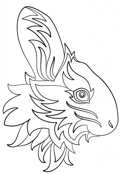 Abstract Rabbit coloring page image