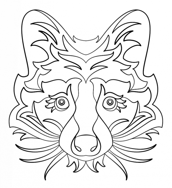 Abstract Raccoon coloring page image