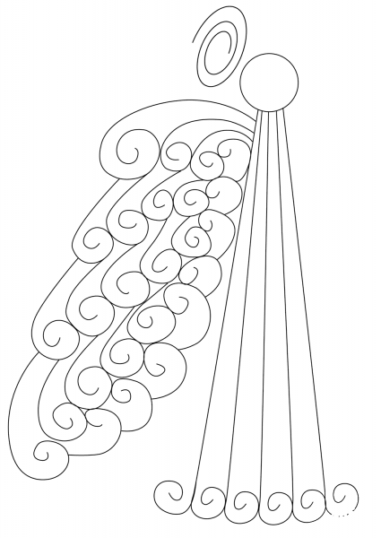 Abstract Swirly Angel coloring page image