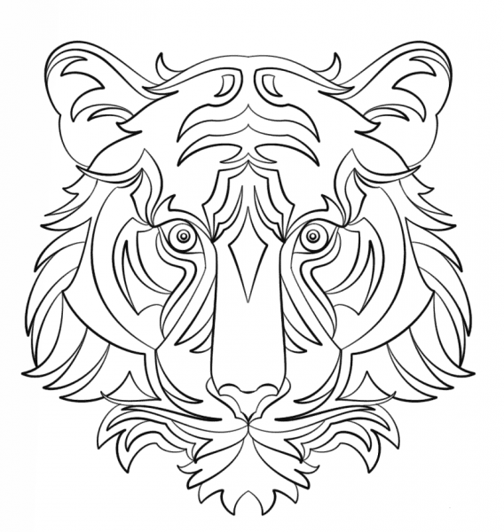 Abstract Tiger coloring page image