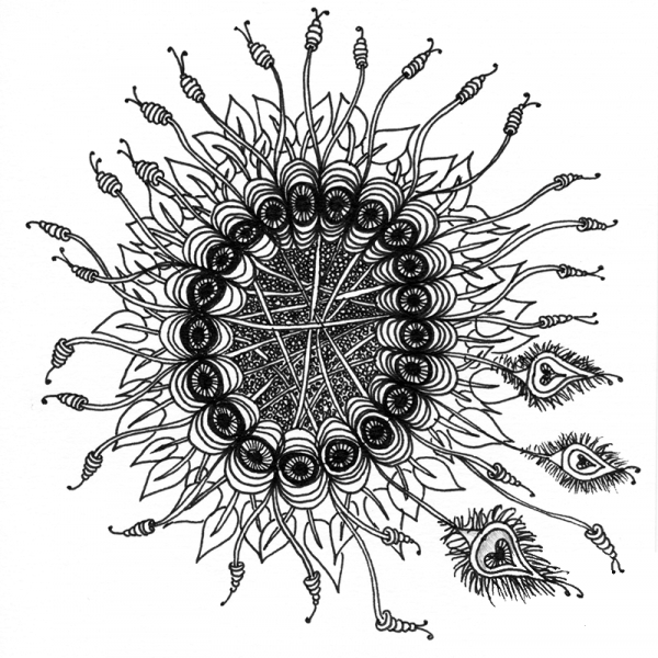 Abstract Zentangle 11 coloring page image