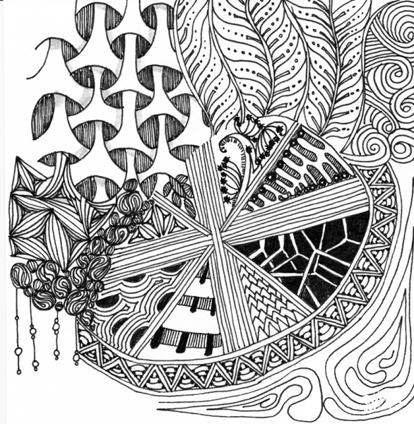 Abstract Zentangle 13 coloring page image