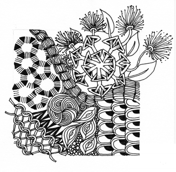Abstract Zentangle 14 coloring page image