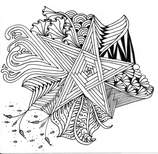 Abstract Zentangle 16 coloring page image
