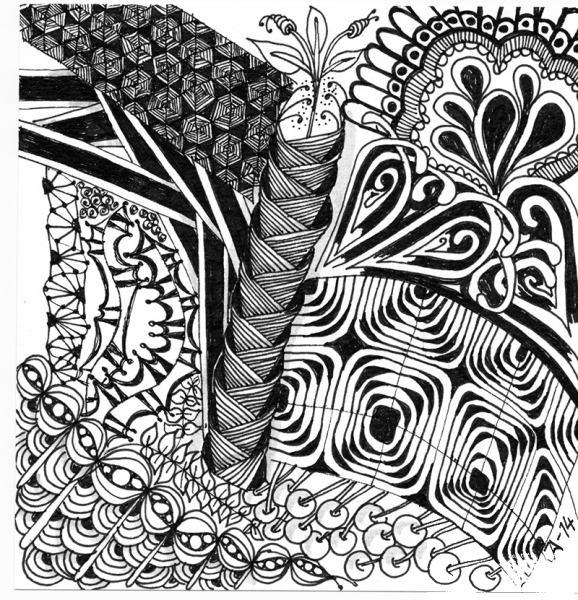 Abstract Zentangle 3 coloring page image