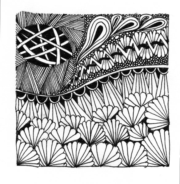 Abstract Zentangle 5 coloring page image