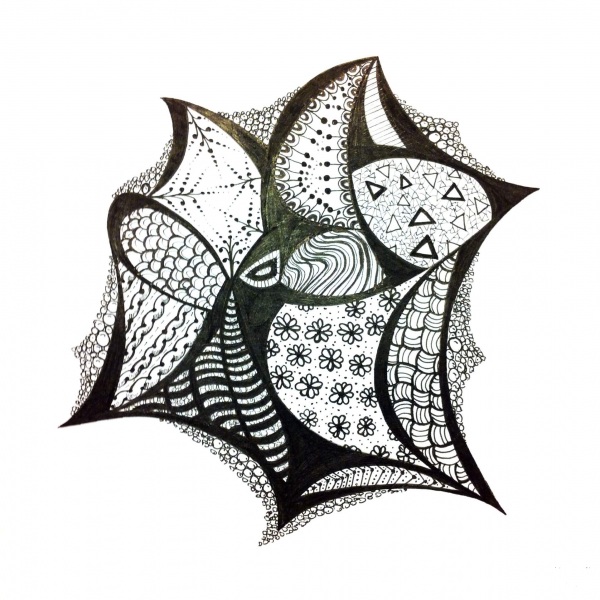 Abstract Zentangle coloring page image