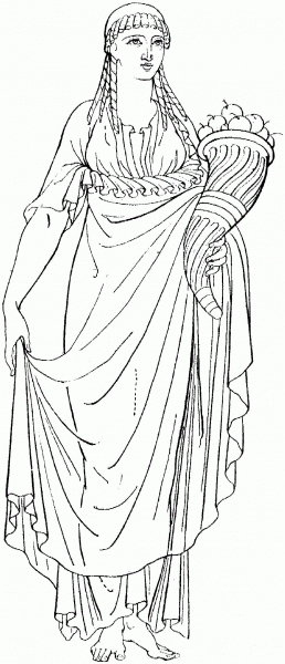 Abundantia with Cornucopia  coloring page image