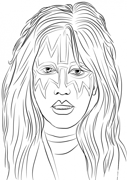 Ace Frehley from Kiss Band coloring page image