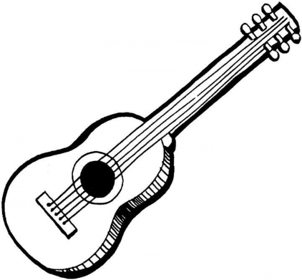 Acoustic Guitar  coloring page image