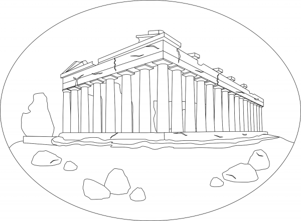 Acropolis of Athens coloring page image