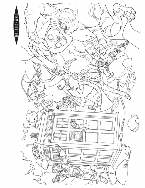 Action Scene from Doctor Who  coloring page image