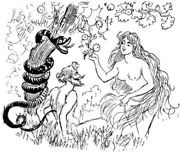 Adam And Eve In The Garden coloring page image