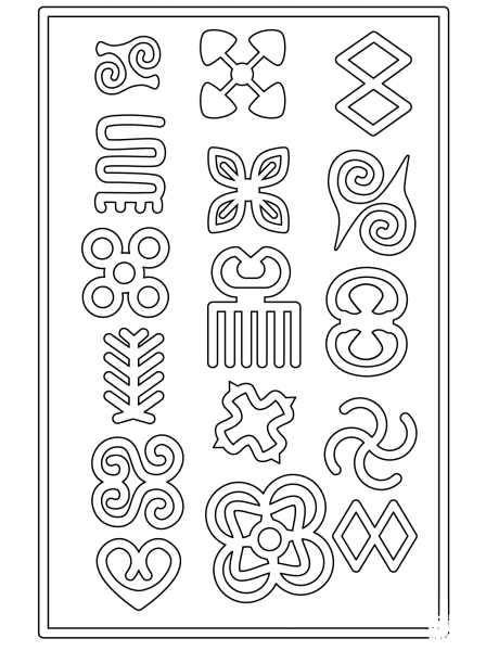 Adinkra Symbols coloring page image