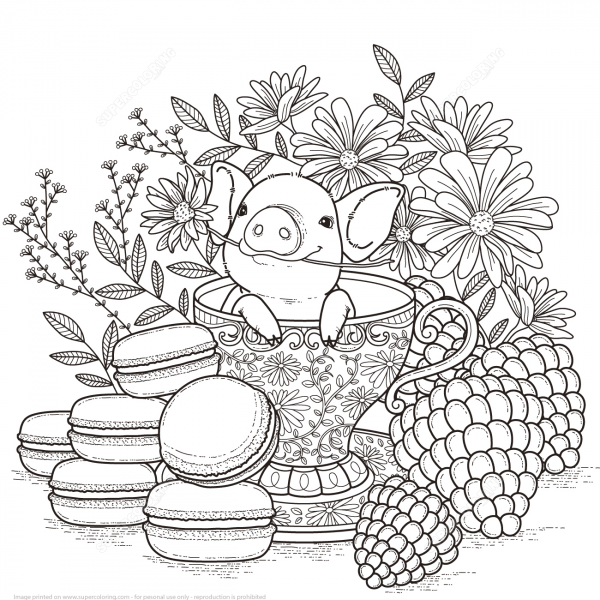Adorable Little Pig coloring page image