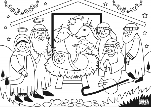 Adoration by the Shepherds coloring page image