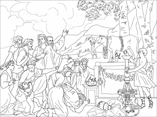 Adoration of Golden Calf coloring page image