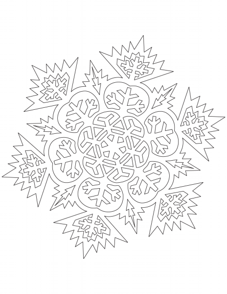 Advanced Snowflake coloring page image