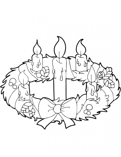 Advent Wreath and Candles coloring page image