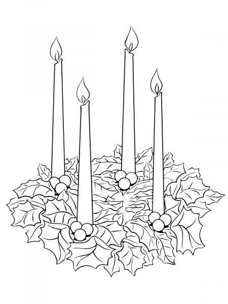 Advent Wreath coloring page image