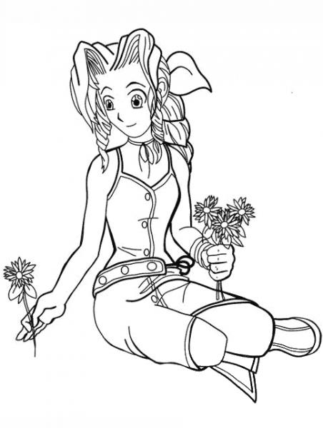 Aeris from Final Fantasy Vii coloring page image