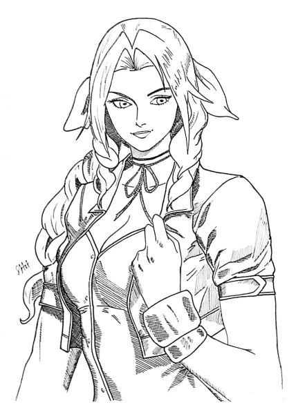 Aerith Gainsborough coloring page image