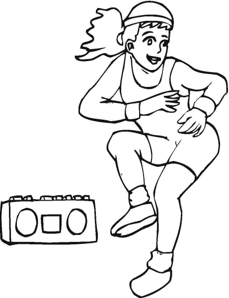 Aerobics With Music  coloring page image