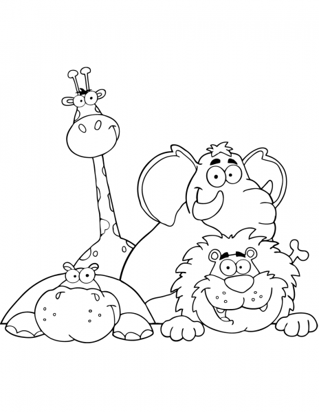 African Animals coloring page image