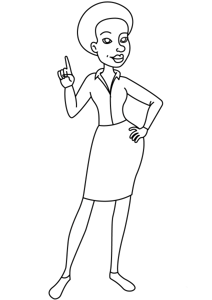 Afro American Business Lady coloring page image