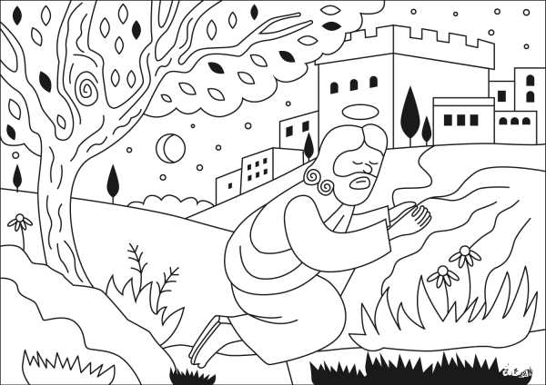 Agony in the Garden coloring page image