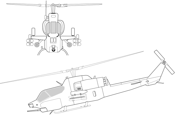 AH-1W Super Cobra Helicopter coloring page image