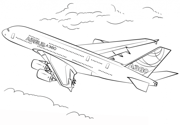Airbus A380 coloring page image