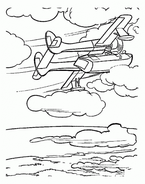 Airplane Flying In The Sky  coloring page image