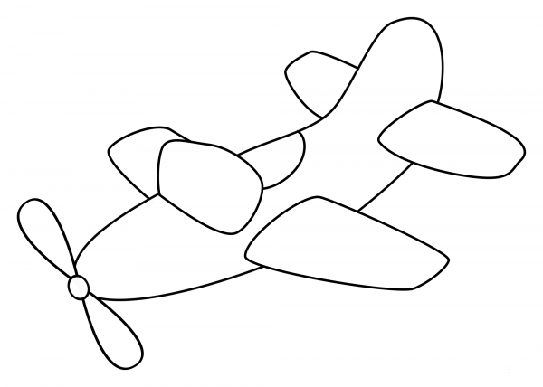 Airplane with Propeller Outline coloring page image