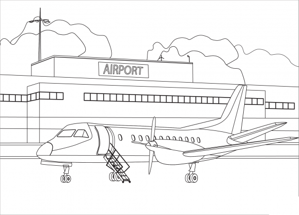 Airport coloring page image