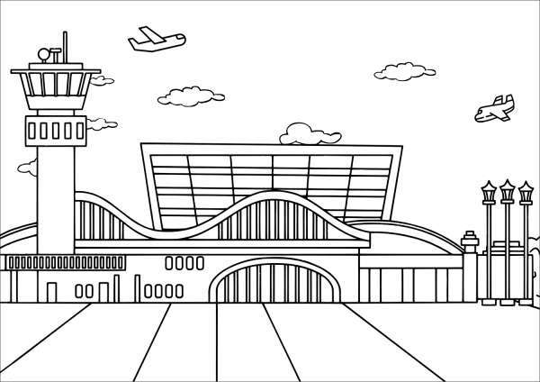 Airport coloring page image